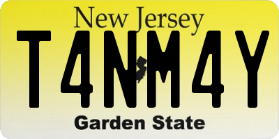 NJ license plate T4NM4Y