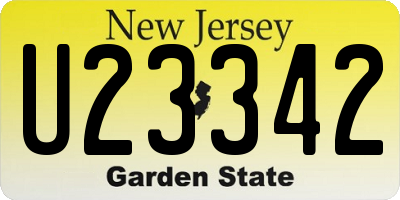 NJ license plate U23342