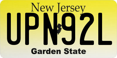 NJ license plate UPN92L