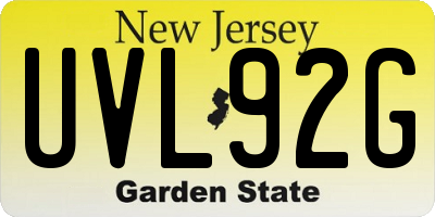 NJ license plate UVL92G