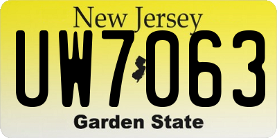 NJ license plate UW7063