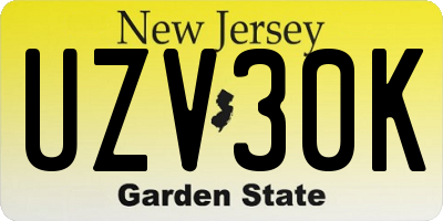 NJ license plate UZV30K