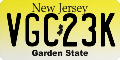 NJ license plate VGC23K