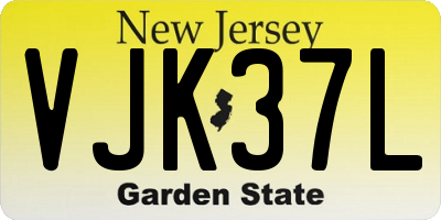 NJ license plate VJK37L