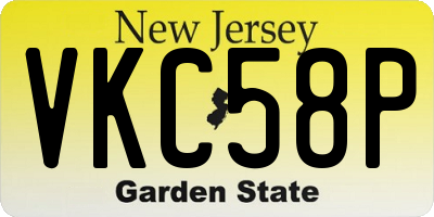 NJ license plate VKC58P