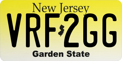 NJ license plate VRF2GG