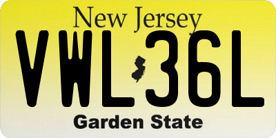 NJ license plate VWL36L