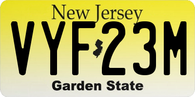 NJ license plate VYF23M