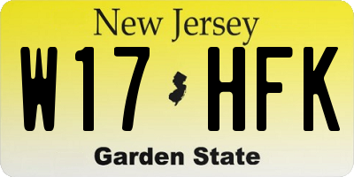 NJ license plate W17HFK