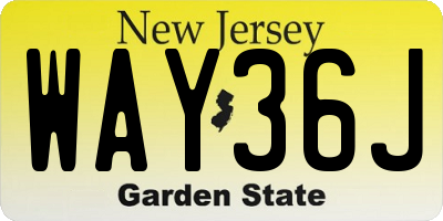 NJ license plate WAY36J