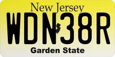 NJ license plate WDN38R