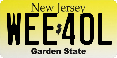 NJ license plate WEE40L