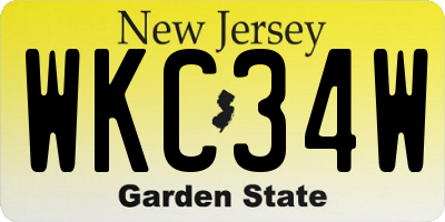 NJ license plate WKC34W