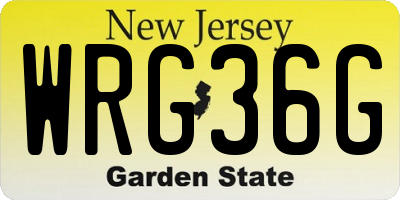 NJ license plate WRG36G