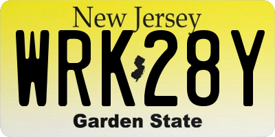 NJ license plate WRK28Y