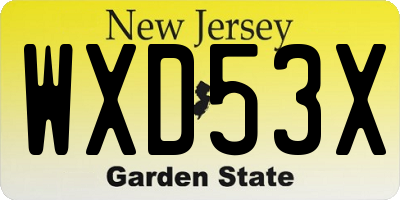 NJ license plate WXD53X