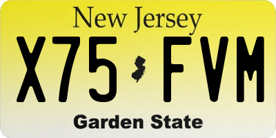 NJ license plate X75FVM