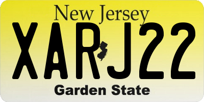 NJ license plate XARJ22