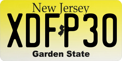 NJ license plate XDFP30