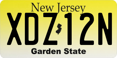 NJ license plate XDZ12N