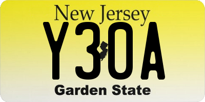 NJ license plate Y30A