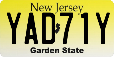 NJ license plate YAD71Y