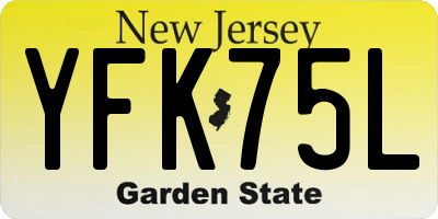 NJ license plate YFK75L
