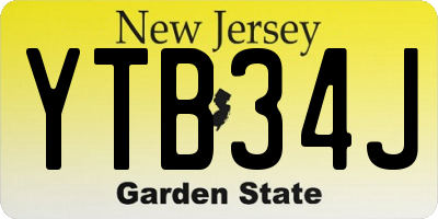 NJ license plate YTB34J