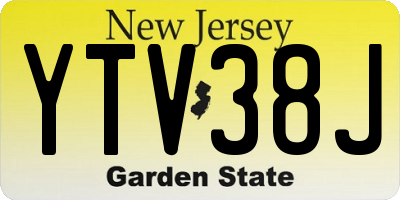 NJ license plate YTV38J