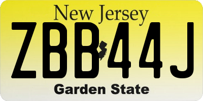 NJ license plate ZBB44J