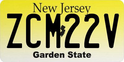 NJ license plate ZCM22V