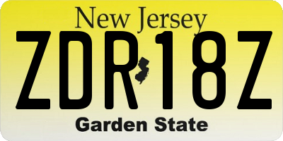 NJ license plate ZDR18Z