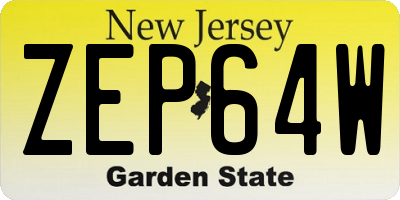NJ license plate ZEP64W