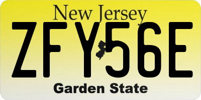 NJ license plate ZFY56E