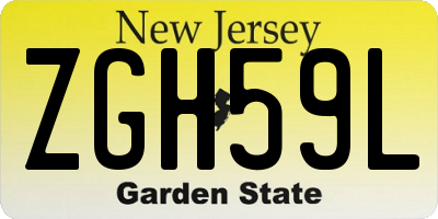 NJ license plate ZGH59L
