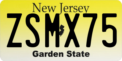 NJ license plate ZSMX75