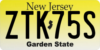 NJ license plate ZTK75S