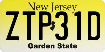 NJ license plate ZTP31D