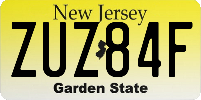 NJ license plate ZUZ84F
