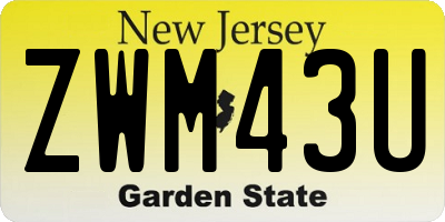 NJ license plate ZWM43U