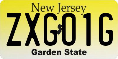 NJ license plate ZXGO1G