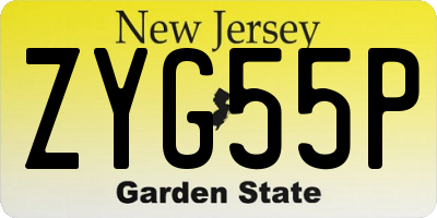 NJ license plate ZYG55P