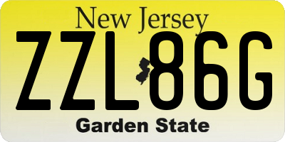 NJ license plate ZZL86G