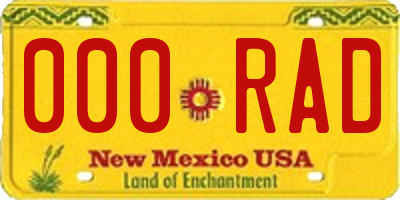 NM license plate 000RAD