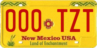 NM license plate 000TZT