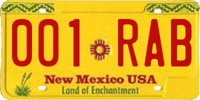 NM license plate 001RAB