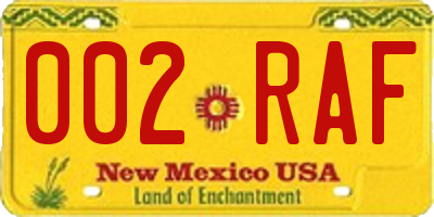 NM license plate 002RAF