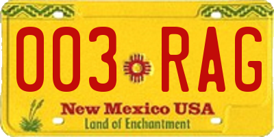 NM license plate 003RAG
