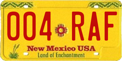 NM license plate 004RAF
