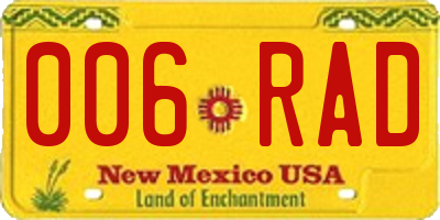 NM license plate 006RAD